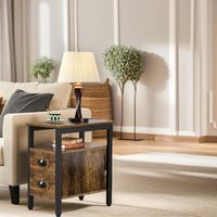 Pirlo Plush Bedside Table With 2 Drawers Rustic Brown
