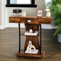 Pirlo Plush Industrial Console Table T-Shaped Rustic Brown
