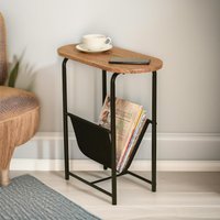 Pirlo Plush Industrial Side Table With Magazine Holder Brown