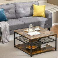 Pirlo Plush 3 Tier Industrial Coffee Table in Brown