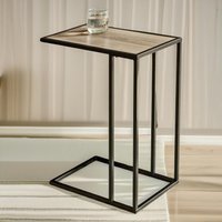 Pirlo Plush Industrial C-Shaped Sofa End Table Brown