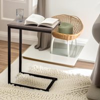 Pirlo Plush 60CM Tall Industrial C-Shaped Sofa End Table Brown