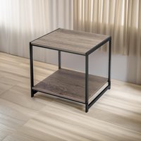 Pirlo Plush Industrial 2 Tier Side Table Rustic in Brown