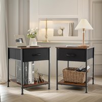 Pirlo Plush 2PC Bedside Tables Industrial Bedroom Rustic Brown Furniture