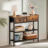 Pirlo Plush Industrial Console Table With 2 Non-Woven Drawers Hallway Furniture in Brown