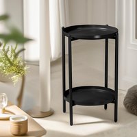 Pirlo Plush Small Oak Round Side Table Living Room Hallway Furniture in Natural