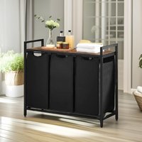Pirlo Plush Industrial 3 Compartment Laundry Basket With Removeable Bags in Brown