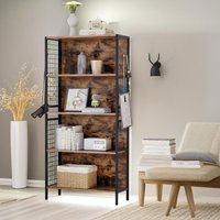 Pirlo Plush 4 Tier Industrial Storage Shelf Living Room Bedroom Rustic Furniture in Brown