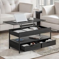 Pirlo Plush Industrial Lift Top Coffee Table With Drawers Rustic Brown
