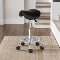FURNOS 2PC Saddle Salon Stool Chair With Adjustable Height & 360 Swivel Black