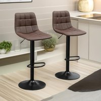 FURNOS 2PC Height Adjustable 360 Swivel Barstools Set With Shell Seat in Brown