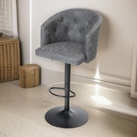 FURNOS 2PC Height Adjustable 360 Swivel Barstools Set With Backrest & Armrest Grey