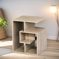 FURNOS 3 Tier Side Table With Open Shelves Living Room Furniture in Natural