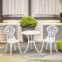 FURNOS Set of 3 Aluminium Petals Bistro Table & Chair White