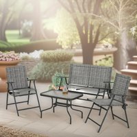 FURNOS Set of 4 Foldable Mesh Garden Bistro Furniture Set Grey