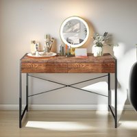 FURNOS Industrial 112CM Wide Writing Desk With 2 Drawers in Brown