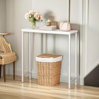 FURNOS Industrial Slim Console Table for Hallway Living Room in White