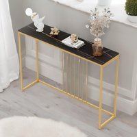 FURNOS Marble Console Table Hallway Entryway Furniture in Black
