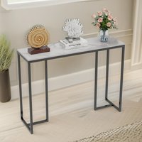 FURNOS Marble Metal Console Table Hallway Entryway Furniture in White