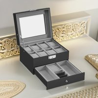 FURNOS 8 Slot Watch Lockable Box Grey | Size: Small