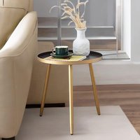 FURNOS Small Round Metal Side Coffee Table Gold