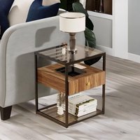 FURNOS Industrial Console Table With Thick Table Top Rustic in Brown