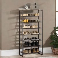 FURNOS 8-Tier Industrial Vertical Shoe Rack With Mesh Shelves in Grey