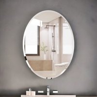 Pirlo Plush Frameless Wall Oval Vanity Mirror For Bedroom, Bathroom, Living Room in Clear