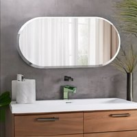 Pirlo Plush Frameless Wall Large Oval Vanity Mirror For Bedroom, Bathroom, Living Room in Clear