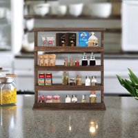 Pirlo Plush 5 Tier Countertop Wall Mounted Wooden Spice Rack in Brown