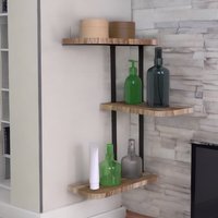 Pirlo Plush 3 Tier Wall Mounted Floating Corner Shelf Rustic Brown