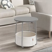 Rafaelo Mobilia Bedside Lamp Table with Storage Basket in Grey