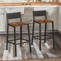 Rafaelo Mobilia Set of Breakfast Bar Stools with Footrest & Backrest in Brown