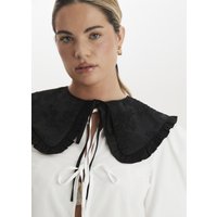Madein Women's Clara Jacquard Tie Front Collar in Black
