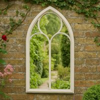 Agenzia 14 Antique Cream Arched Metal Frame Window Garden Wall Mirror 112 x 61cm | Size: 112 x 61 cm