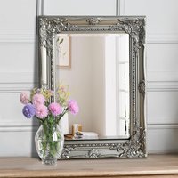 Agenzia 14 Small Antique Silver Ornate Rectangle Wall Mirror 53 x 42cm | Size: 53 x 42 cm
