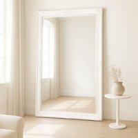 Agenzia 14 Extra Large Antique White Ornate Leaner Wall Mirror | Size: XL