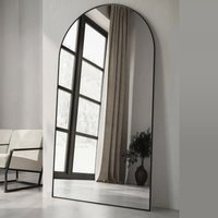 Agenzia 14 Modern Black Metal Archtop Full Length Mirror 200cm x 100cm | Size: XL