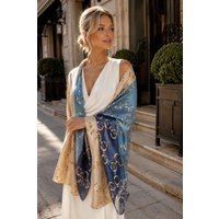 Lemon Daisy Accessories Women's Cassie Wedding Guest Summer Scarf Shawl in Mid Blue