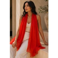 Lemon Daisy Accessories Women's Nada Lightweight Wedding Guest Luxury Scarf in Light Red