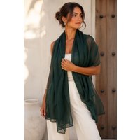Lemon Daisy Accessories Women's Nada Lightweight Wedding Guest Luxury Scarf in Dark Green