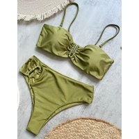 Lemon Daisy Accessories Women's The Veli Bikini Set in Green | Size: Medium