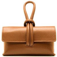 Kitise Women's Elegant Italian Leather Tie Closure Clutch Crossbody Bag with Long Strap in Brown