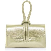 Kitise Women's Elegant Italian Leather Tie Closure Clutch Crossbody Bag with Long Strap in Gold