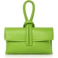 Kitise Women's Elegant Italian Leather Tie Closure Clutch Crossbody Bag with Long Strap in Green