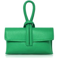 Kitise Women's Elegant Italian Leather Tie Closure Clutch Crossbody Bag with Long Strap in Emerald