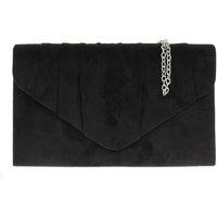 Kitise Women's Elegant Faux Suede Pleated V Shape Evening Clutch Bag in Black