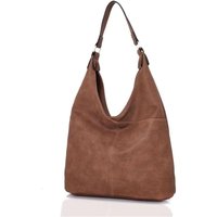 Kitise Women's Large V Silhouette Slouch PU Leather Tote Bag in Brown