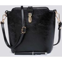 Kitise Women's Classic Small Push Bucklet Crossbody Bag Messenger Bag in Black
