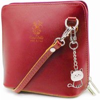 Kitise Women's Small Italian Real Leather Purse Crossbody Bag With Charm in Burgundy